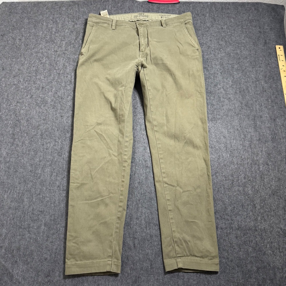 Levis XX Chino Standard Taper Pants Mens 33x32 (34x28.5) Green Stretch